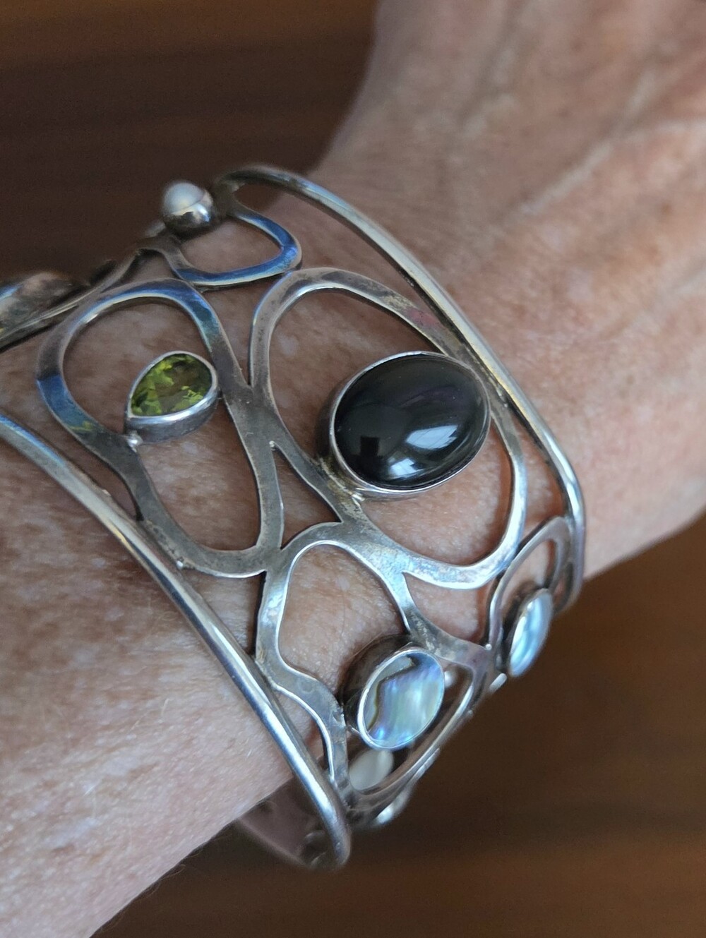 Stunning Rare Sajen Multi Gem Lattice 925 Cuff